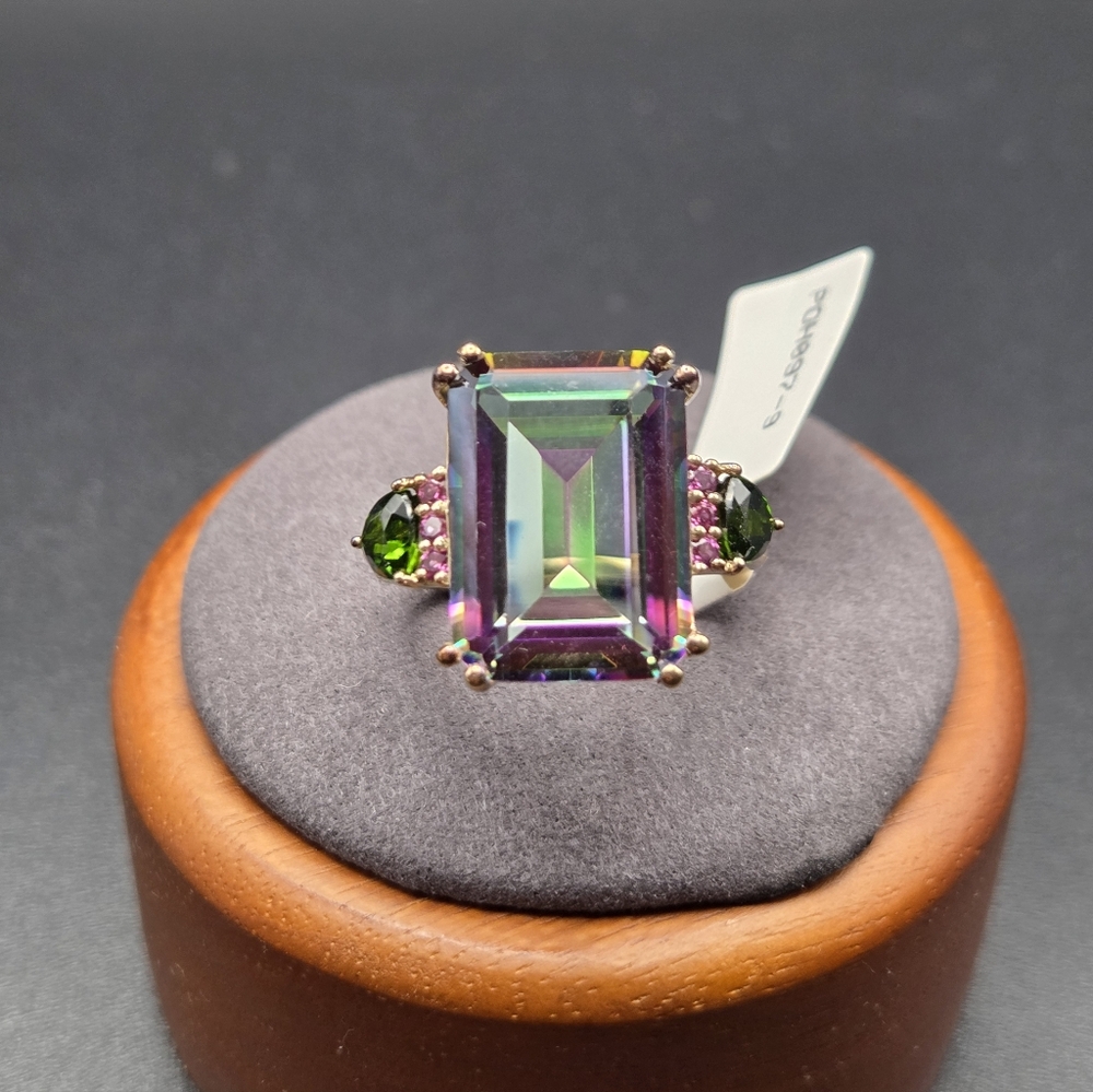 Multi-Color Quartz Gold Over Sterling Silver Ring. NWT